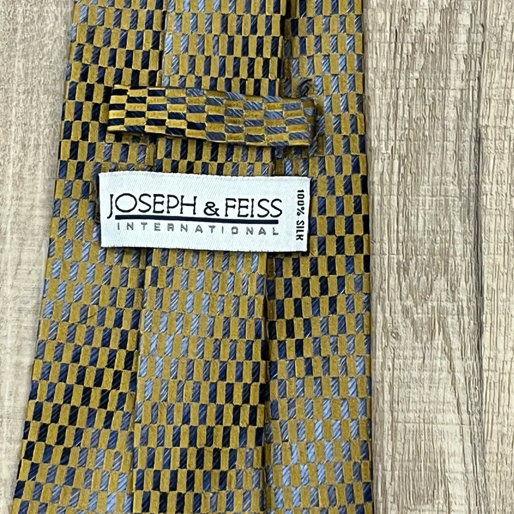 Joseph & Feiss 100% Silk Men's Gold and Black Patterned Tie